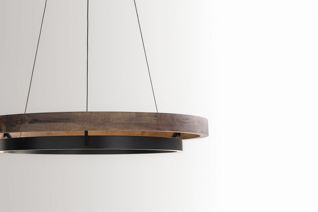 Grace 36 Chandelier Matte Black/weathered oak wood 3500K 90 CRI integrated led 90 cri 3500k 120v