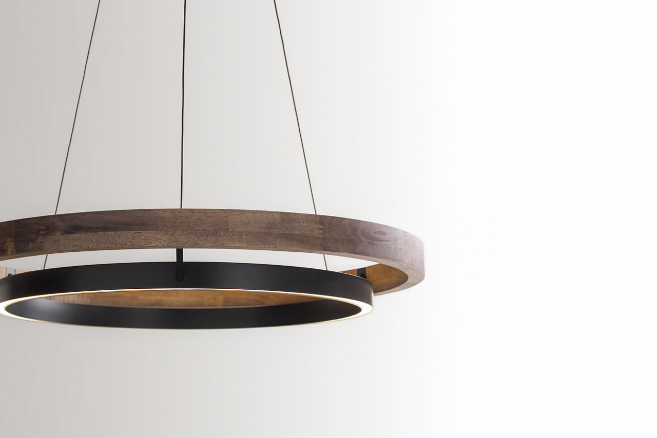 Grace 36 Chandelier Matte Black/weathered oak wood LED 90 CRI 3000K 120V