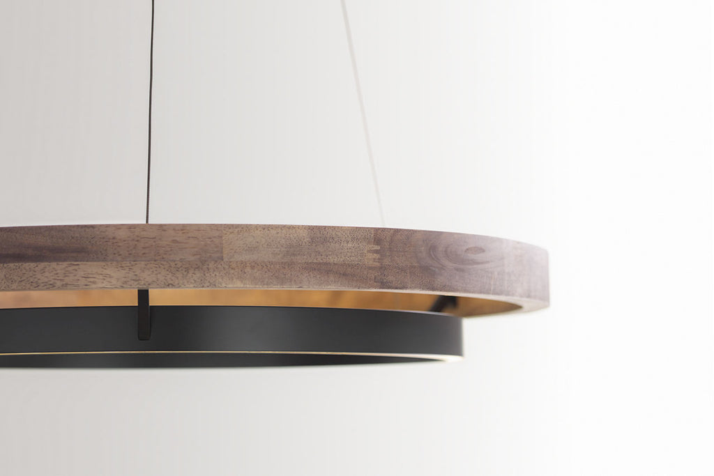 Grace 36 Chandelier Matte Black/weathered oak wood 3500K 90 CRI integrated led 90 cri 3500k 120v