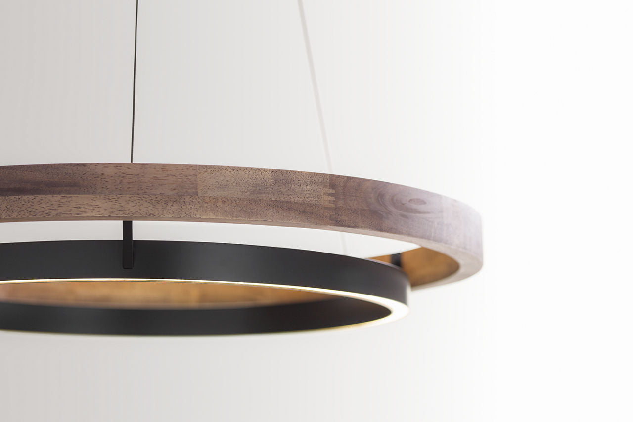 Grace 36 Chandelier Matte Black/weathered oak wood LED 90 CRI 3000K 120V