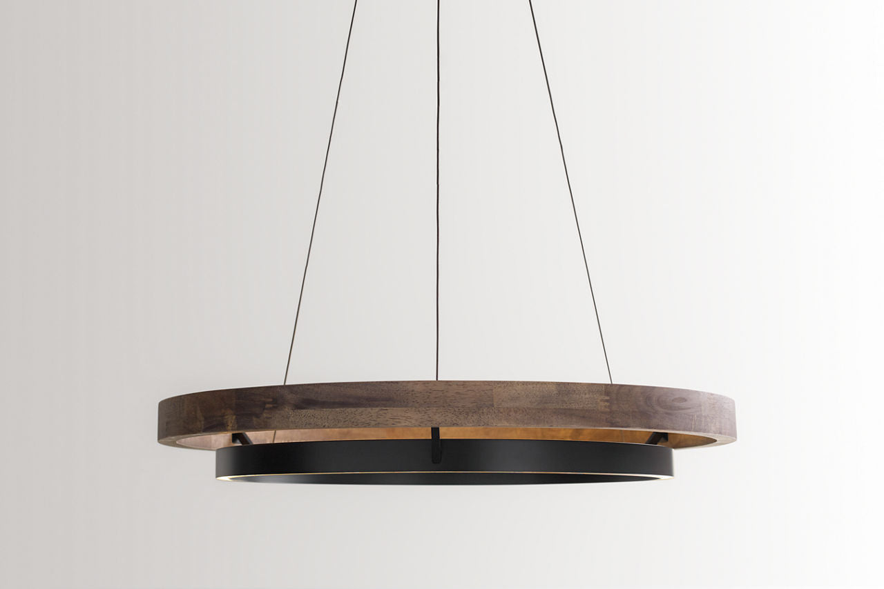 Grace 36 Chandelier Matte Black/weathered oak wood LED 90 CRI 3000K 120V