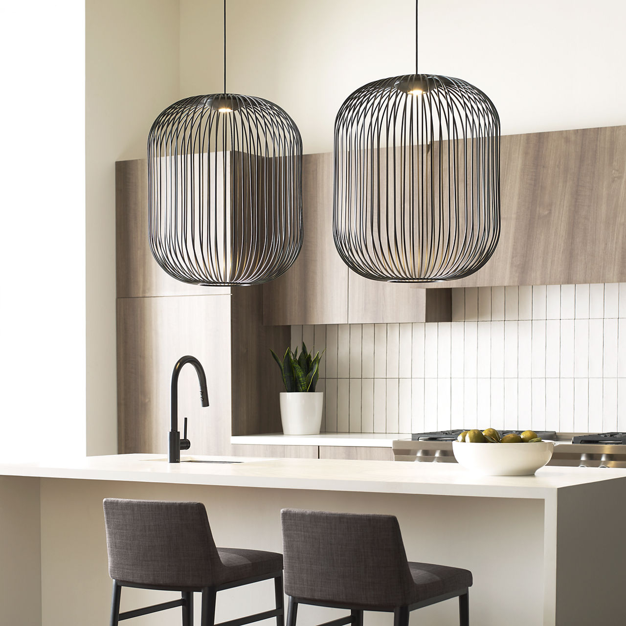 Kai 2 Pendant Nightshade Black LED 90 CRI 3000K 120V
