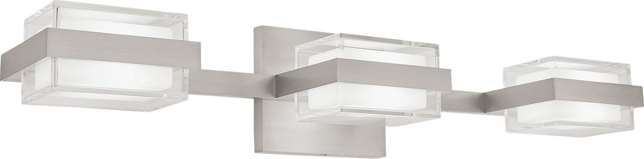 Kamden 3-Light Bath 3 Shallow Satin Nickel LED 90 CRI 3000K 120V