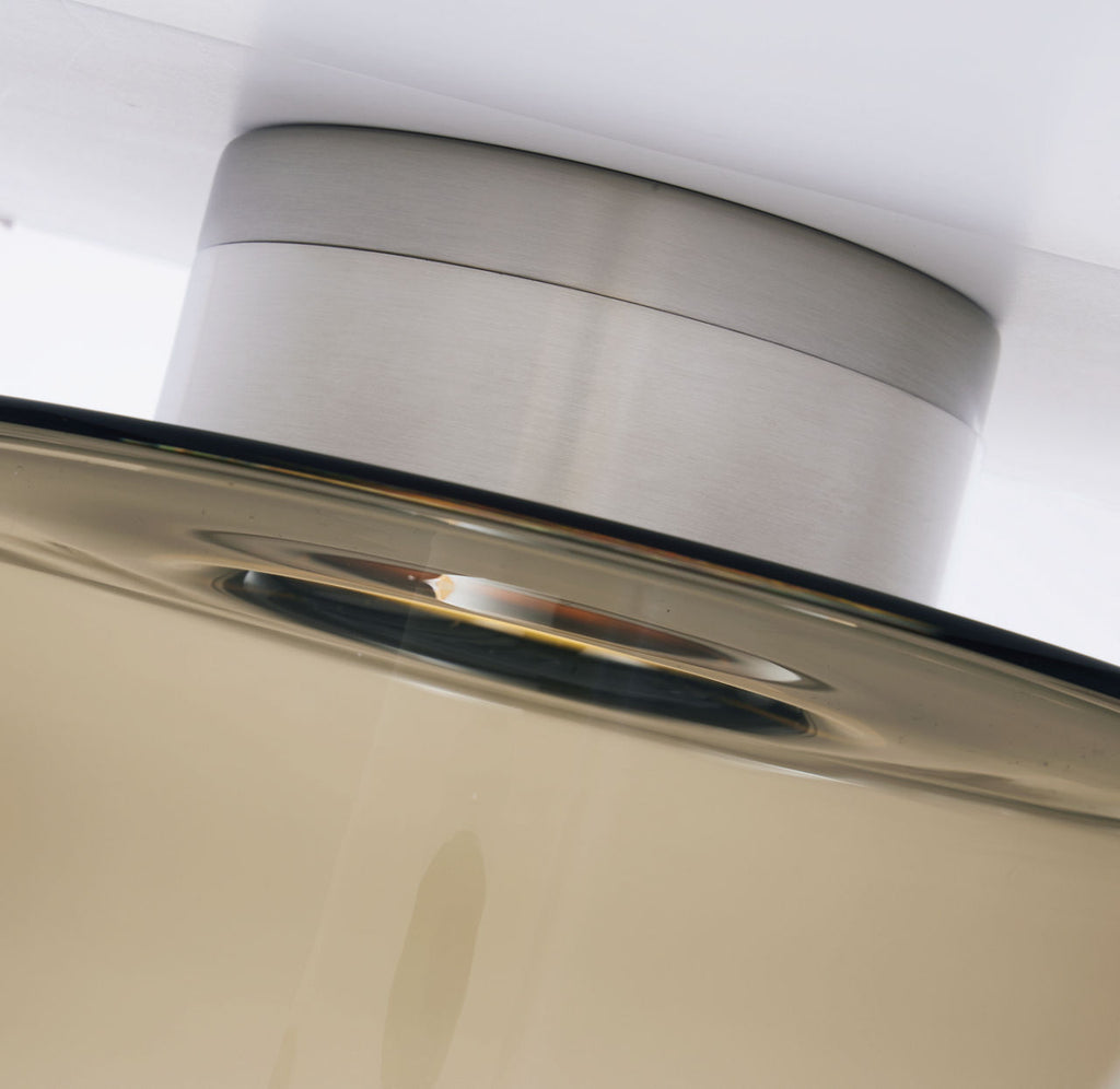 Manette Large Flush Mount Large Transparent Smoke Satin Nickel LED 3000K 90 CRI90 cri 3000k 120v