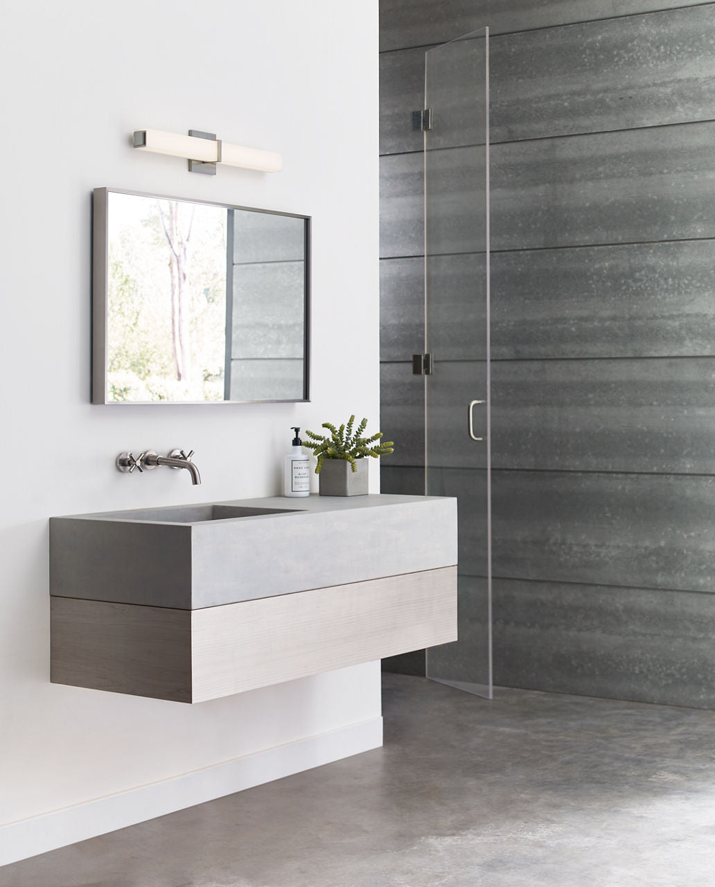 Milan 24 Bath White Glass Satin Nickel 3000K 90 CRI LED 3000k 120v