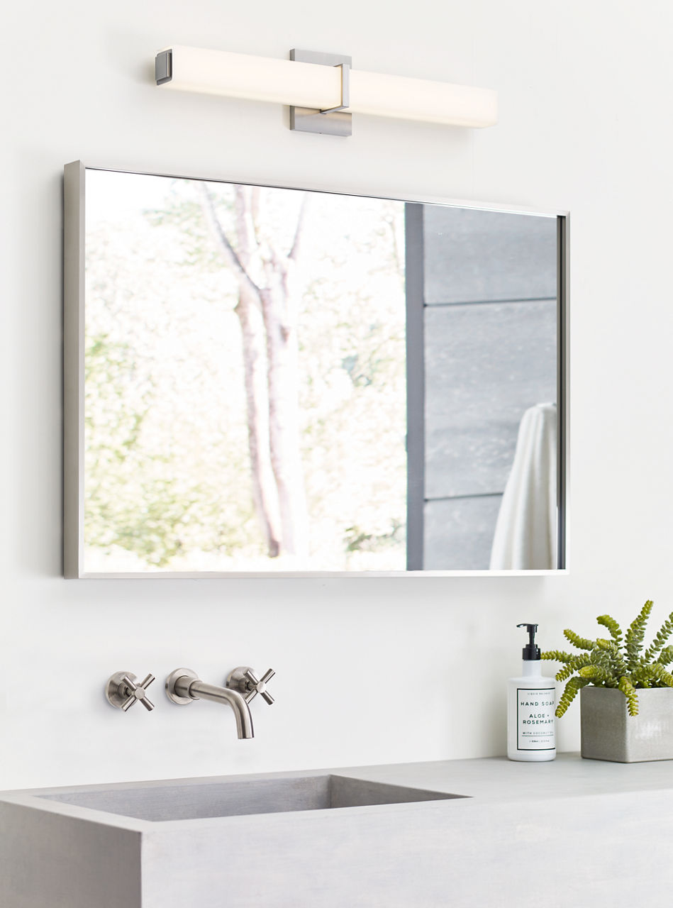 Milan 24 Bath White Glass Satin Nickel 3000K 90 CRI LED 3000k 120v