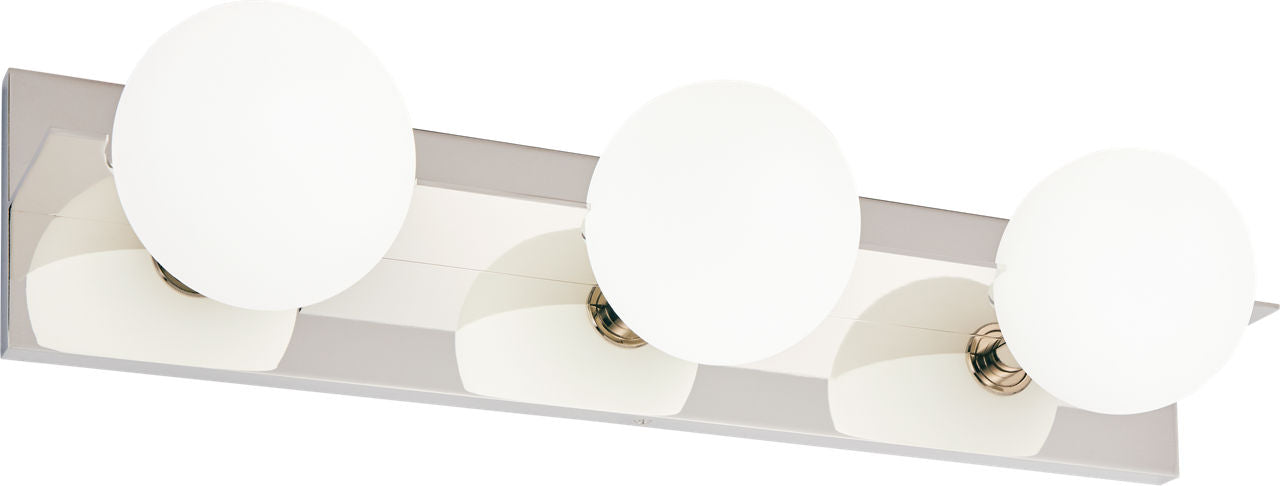 Orbel 3-Light Bath 3 Light polished nickel 3000K 90 CRI bi-pin g9 led 90 cri 3000k 120v