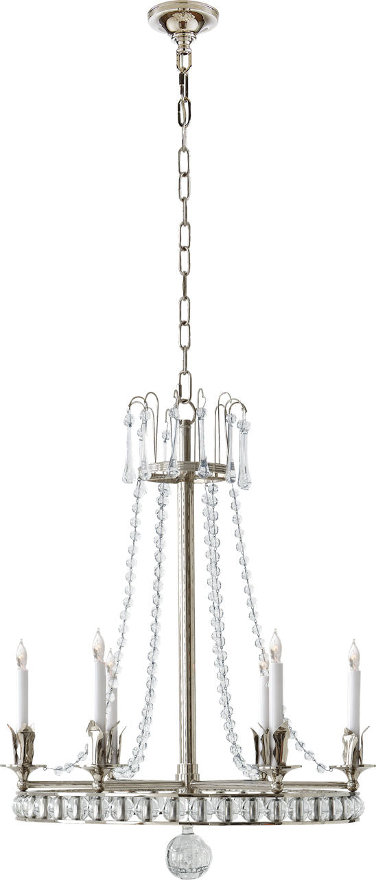 Regency Medium Chandelier | Polished Nickel | Seeded Glass