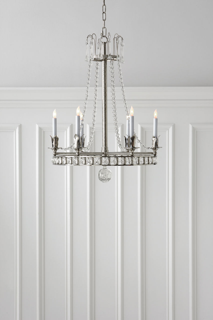 Regency Medium Chandelier | Polished Nickel | Seeded Glass
