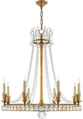 Regency Large Chandelier | Hand-Rubbed Antique Brass | Seeded Glass