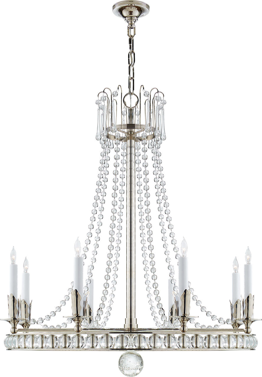 Regency Large Chandelier | Polished Nickel | Seeded Glass
