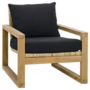 Martin Chair | Teak Frame | Woven Seat | Black Woven Fabric