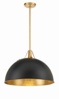 Soto 20'' Matte Black + Antique Gold Pendant