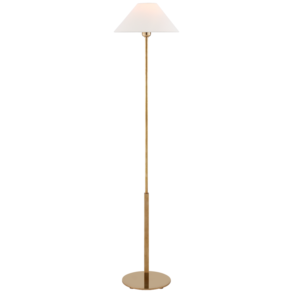 Hackney Cordless Floor Lamp | Hand-Rubbed Antique Brass | Linen Shade