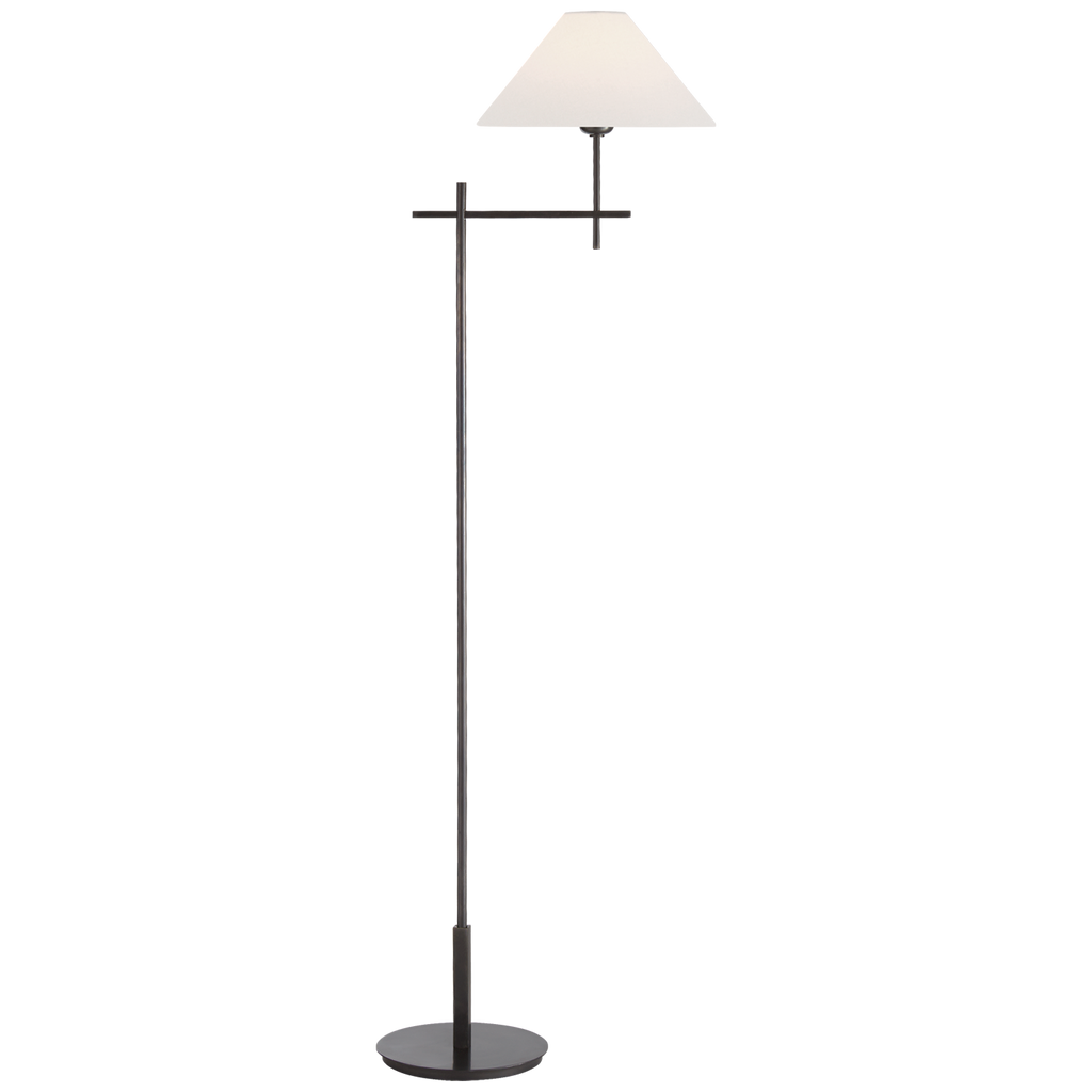 Hackney Cordless Bridge Arm Floor Lamp | Bronze | Linen Shade