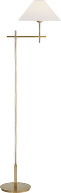 Hackney Bridge Arm Floor Lamp | Hand-Rubbed Antique Brass | Linen Shade