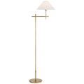 Hackney Cordless Bridge Arm Floor Lamp | Hand-Rubbed Antique Brass | Linen Shade