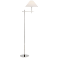 Hackney Cordless Bridge Arm Floor Lamp | Polished Nickel | Linen Shade
