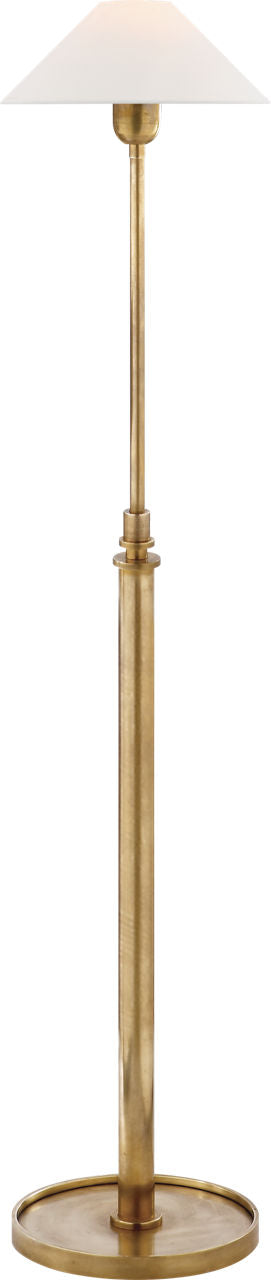 Hargett Floor Lamp | Hand-Rubbed Antique Brass | Linen Shade