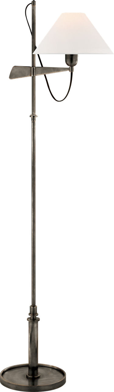 Hargett Bridge Arm Floor Lamp | Bronze | Linen Shade