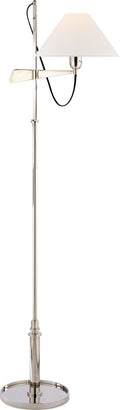 Hargett Bridge Arm Floor Lamp | Polished Nickel | Linen Shade