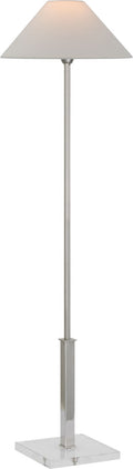Asher Floor Lamp | Polished Nickel and Crystal | Linen Shade