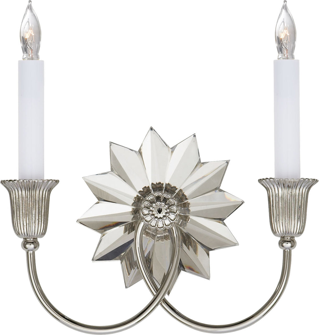 Huntingdon Double Sconce | Polished Nickel and Crystal