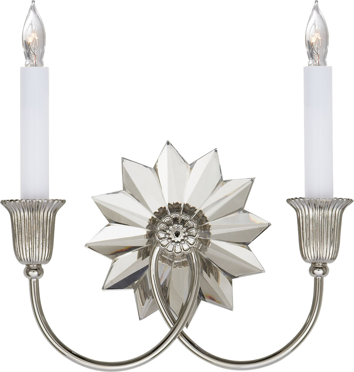 Huntingdon Double Sconce | Polished Nickel and Crystal