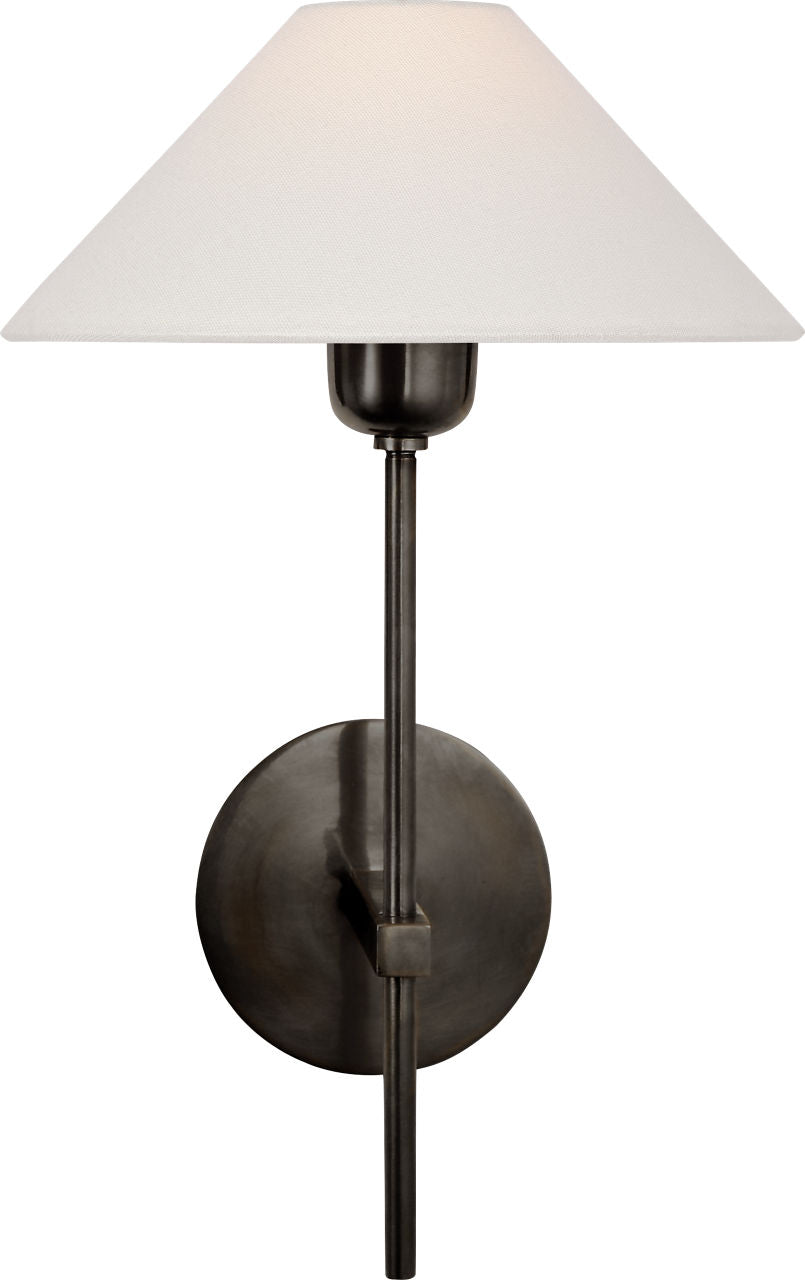 Hackney Single Sconce | Bronze | Linen Shade