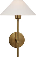 Hackney Single Sconce | Hand-Rubbed Antique Brass | Linen Shade