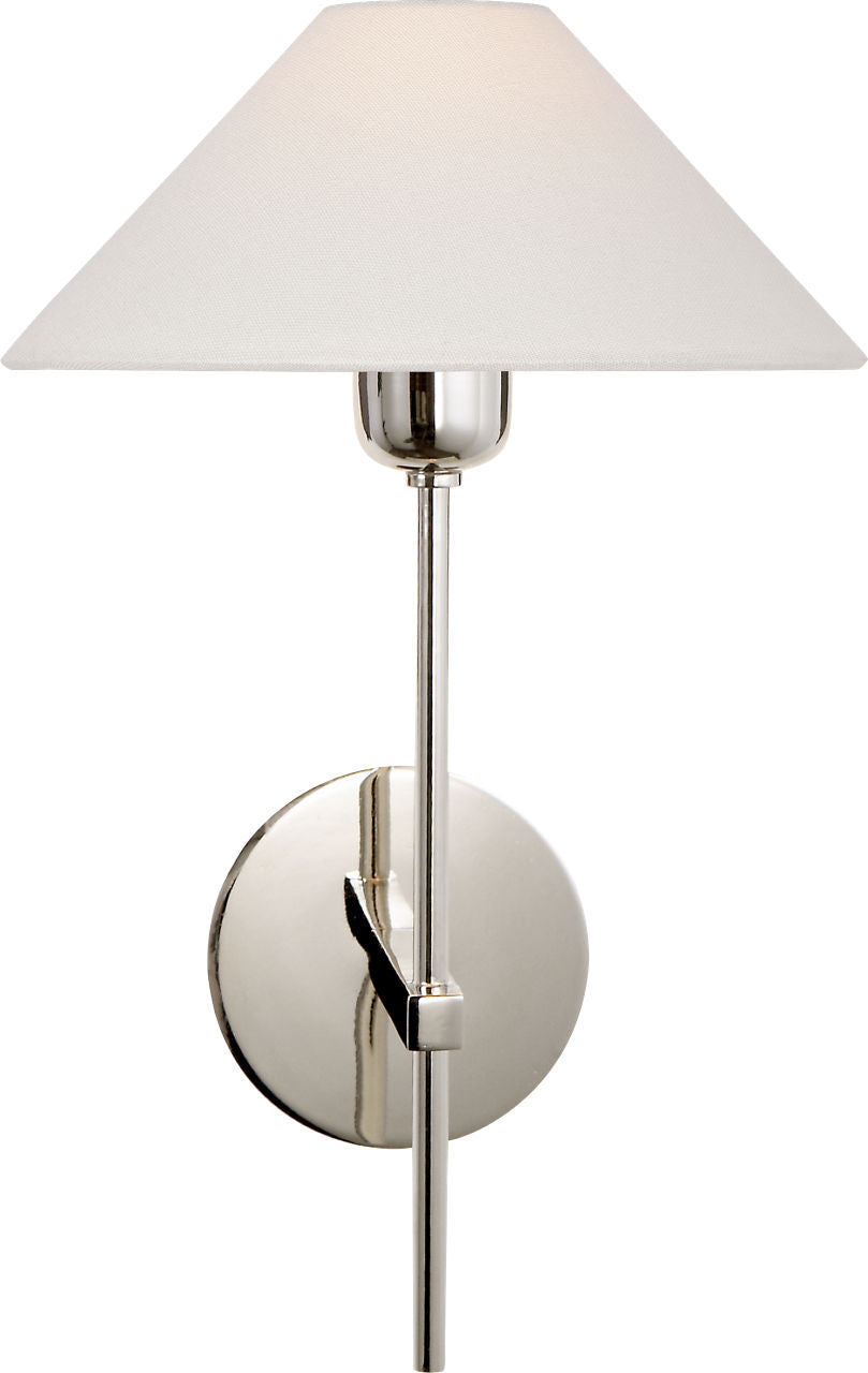 Hackney Single Sconce | Polished Nickel | Linen Shade