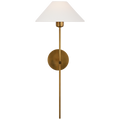 Hackney 25" Tail Sconce | Hand-Rubbed Antique Brass | Linen Shade