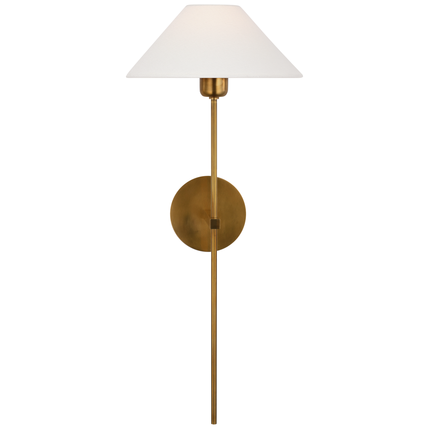 Hackney 25" Tail Sconce | Hand-Rubbed Antique Brass | Linen Shade
