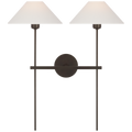 Hackney 25" Double Tail Sconce | Bronze | Linen Shades