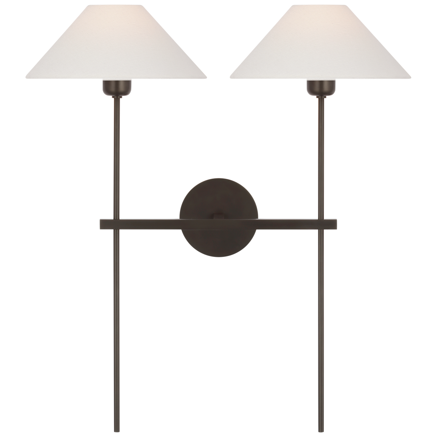 Hackney 25" Double Tail Sconce | Bronze | Linen Shades