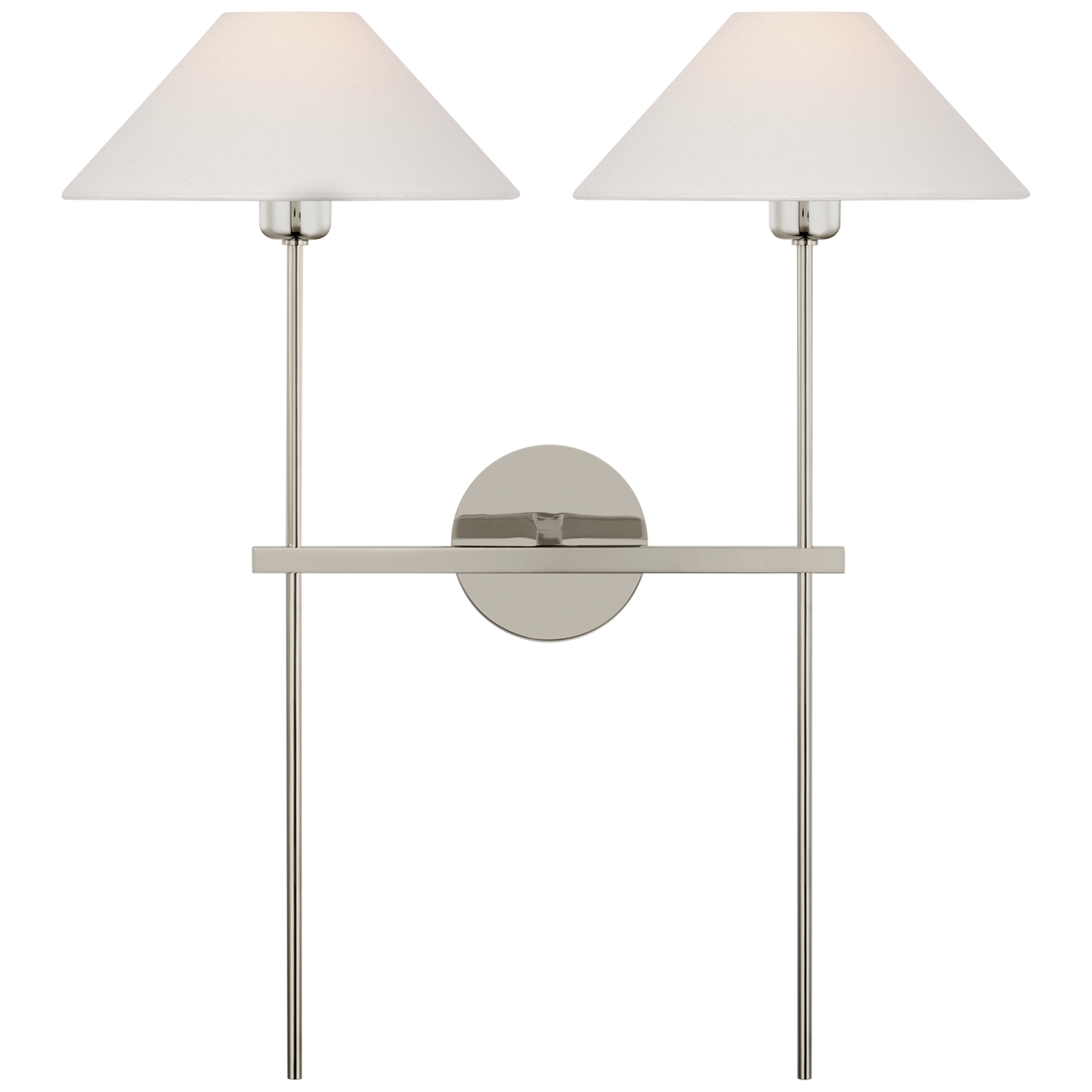 Hackney 25" Double Tail Sconce | Polished Nickel | Linen Shades