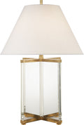 Cameron Table Lamp | Crystal and Gilded Iron | Linen Shade
