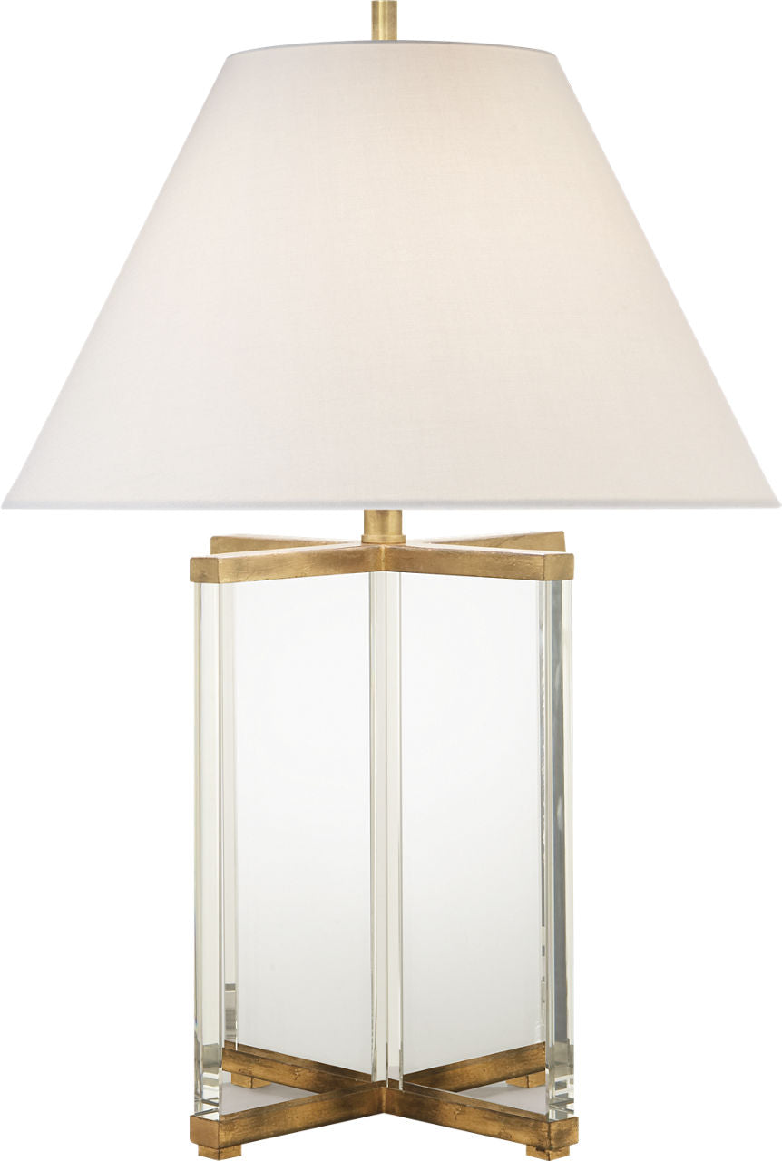 Cameron Table Lamp | Crystal and Gilded Iron | Linen Shade