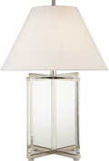 Cameron Table Lamp | Crystal and Polished Nickel | Linen Shade