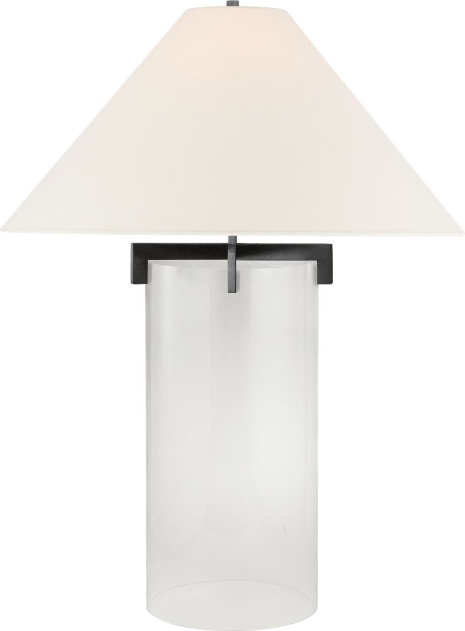 Brooks Table Lamp | Crystal and Aged Iron | Linen Shade