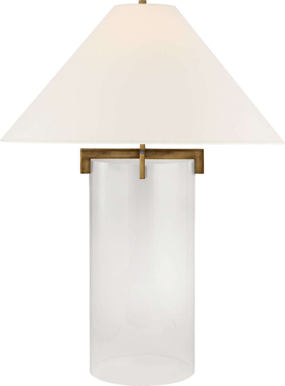 Brooks Table Lamp | Crystal and Gilded Iron | Linen Shade