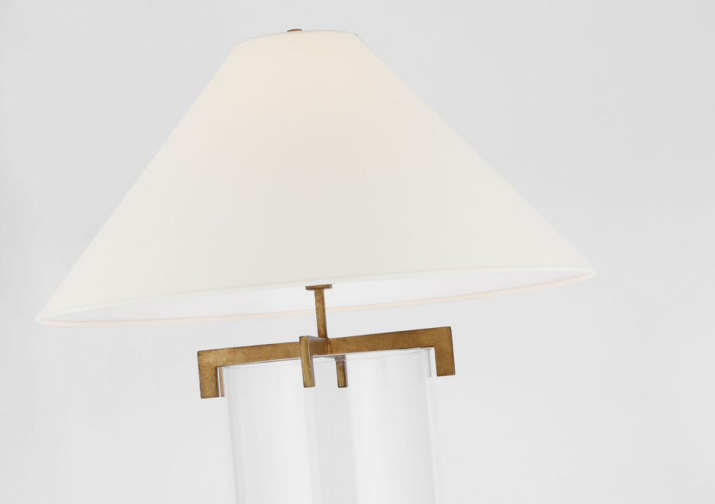 Brooks Table Lamp | Crystal and Gilded Iron | Linen Shade