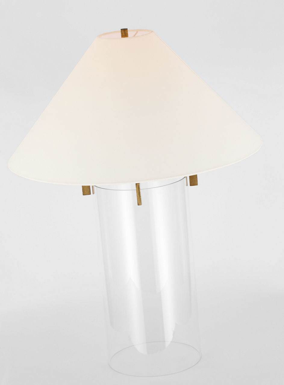 Brooks Table Lamp | Crystal and Gilded Iron | Linen Shade