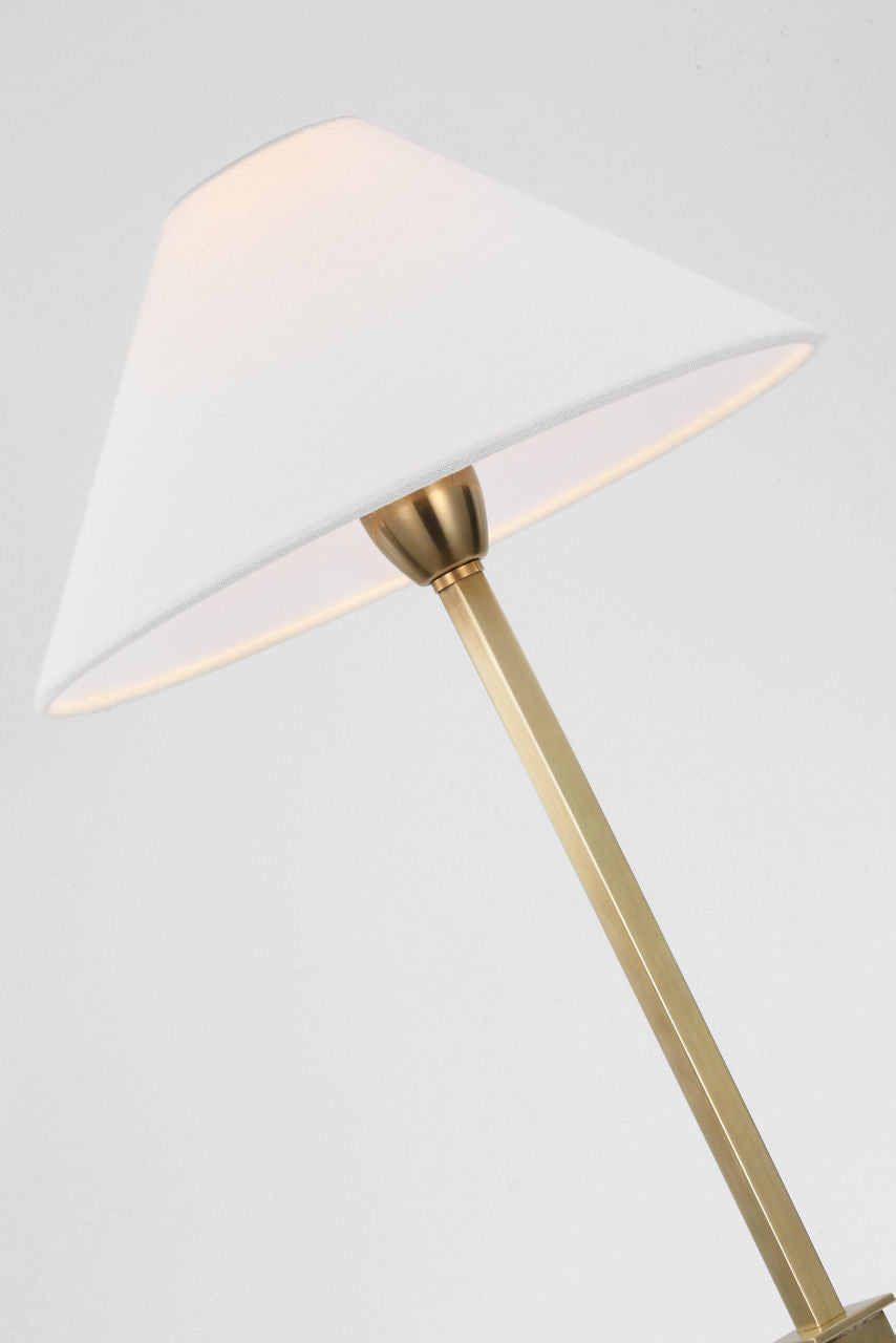 Asher Table Lamp | Hand-Rubbed Antique Brass and Crystal | Linen Shade