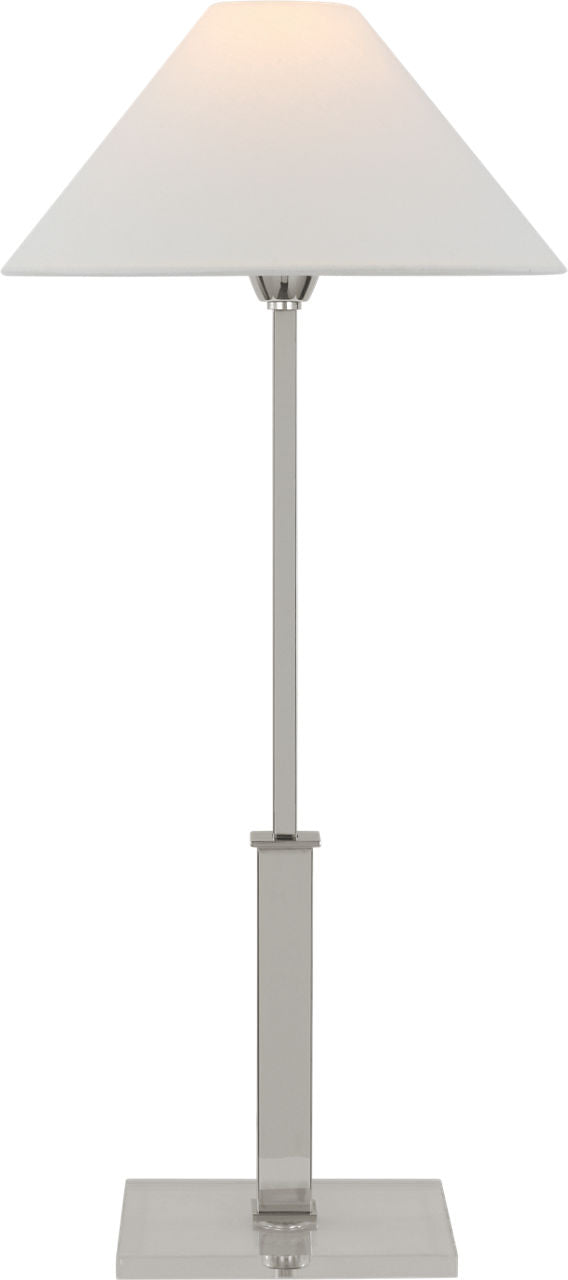 Asher Table Lamp | Polished Nickel and Crystal | Linen Shade