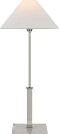 Asher Table Lamp | Polished Nickel and Crystal | Linen Shade