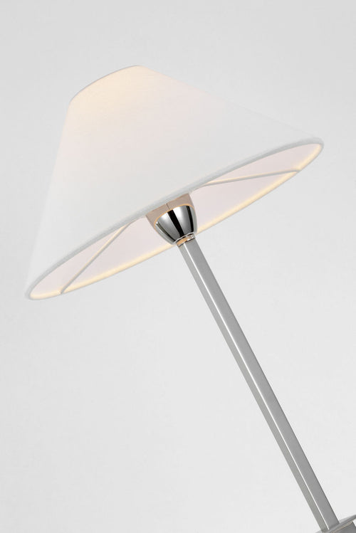 Asher Table Lamp | Polished Nickel and Crystal | Linen Shade