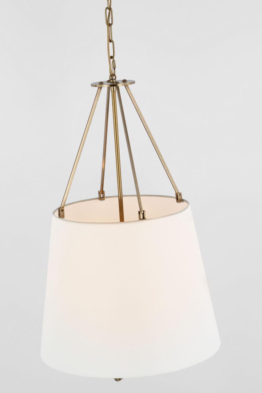 Dalston Hanging Shade | Hand-Rubbed Antique Brass | Linen Shade