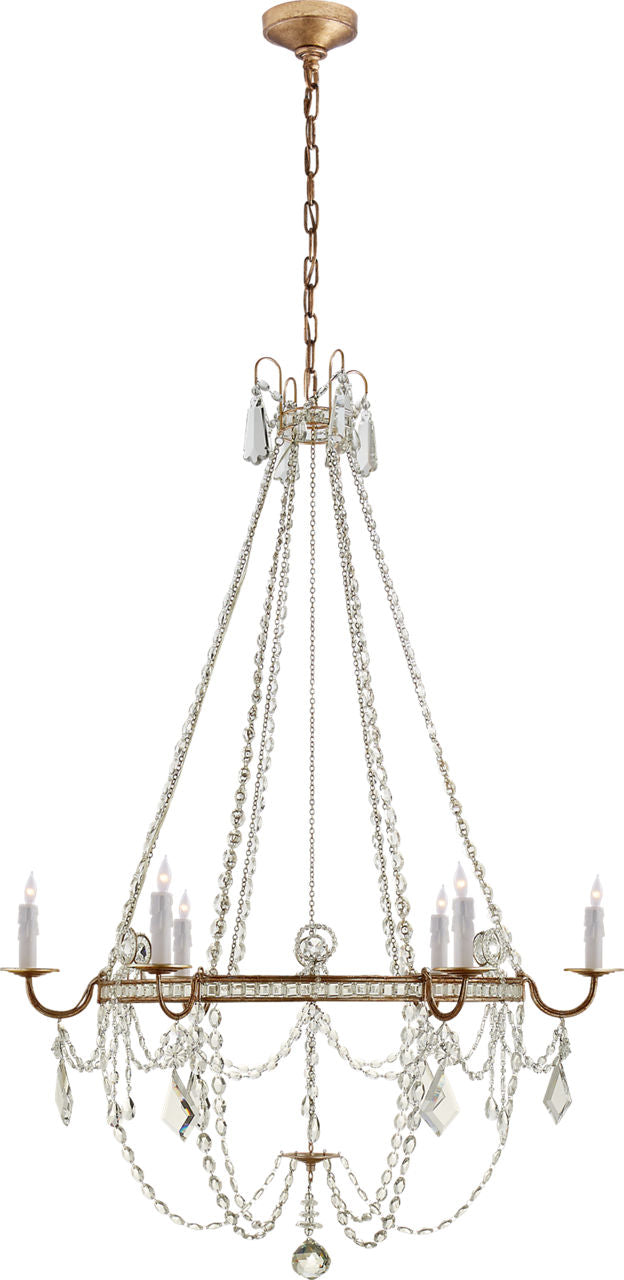 Sharon Medium Chandelier | Gilded Iron | Crystal Trim
