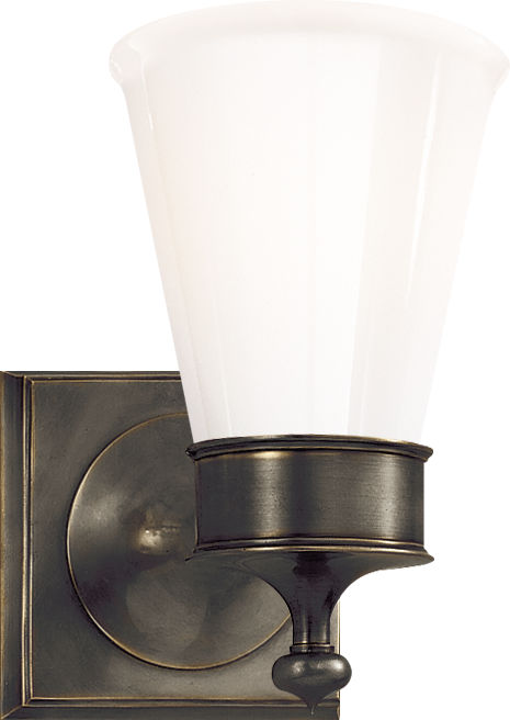 Siena Single Sconce | Bronze | White Glass
